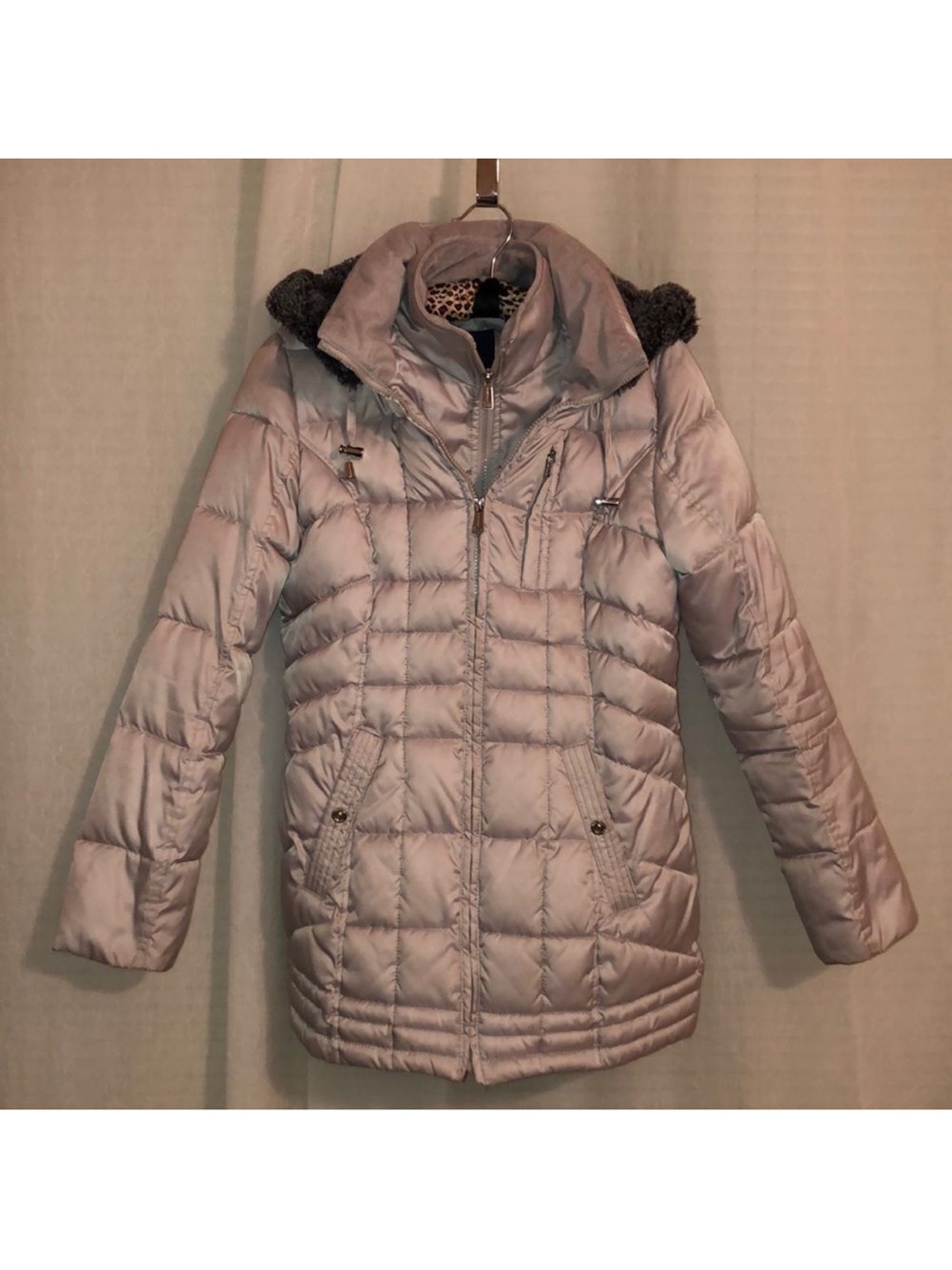 Nautica S Puffer Double Zip Faux Fur Lined Hood Fleece Lined Collar